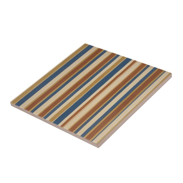 Azulejo Rayas azules beige doradas y de bronce (Lado)