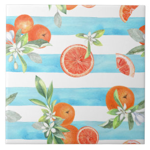 Azulejo Rayas azules en trozos naranjas