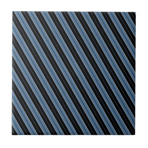 Azulejo Rayas azules negras blancas diagonales a rayas fin