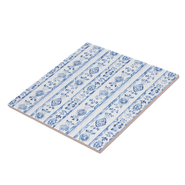 Azulejo Rayas Azules Rústicas Italianas de Sicilia (Lado)