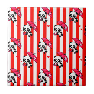 Azulejo Rayas blancas rojas