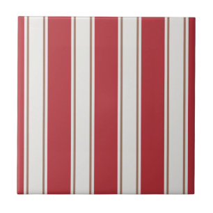 Azulejo Rayas Clásicas de Ratón Rojo, Blanco y Mocha