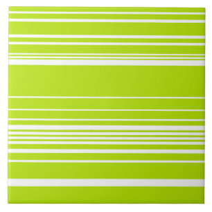 Azulejo Rayas complejas en verde limón y blanco