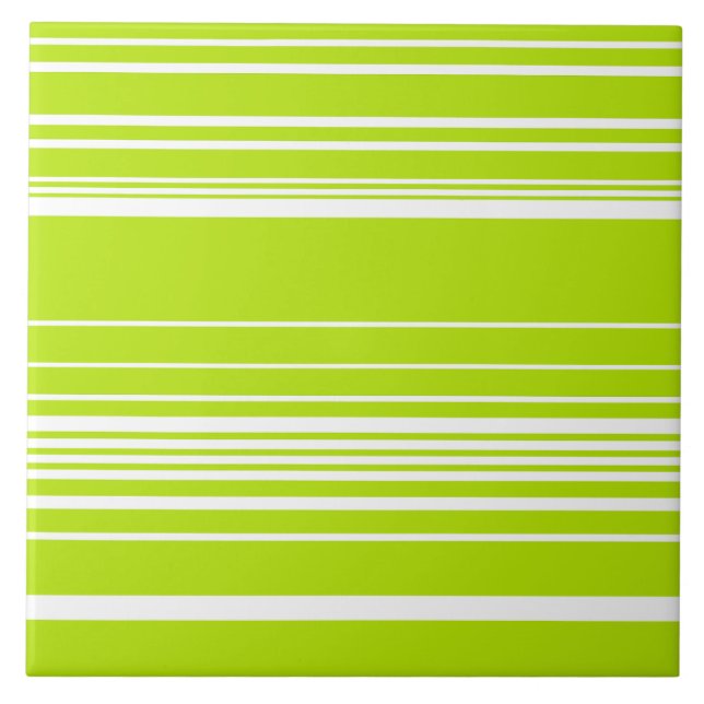 Azulejo Rayas complejas en verde limón y blanco (Frente)