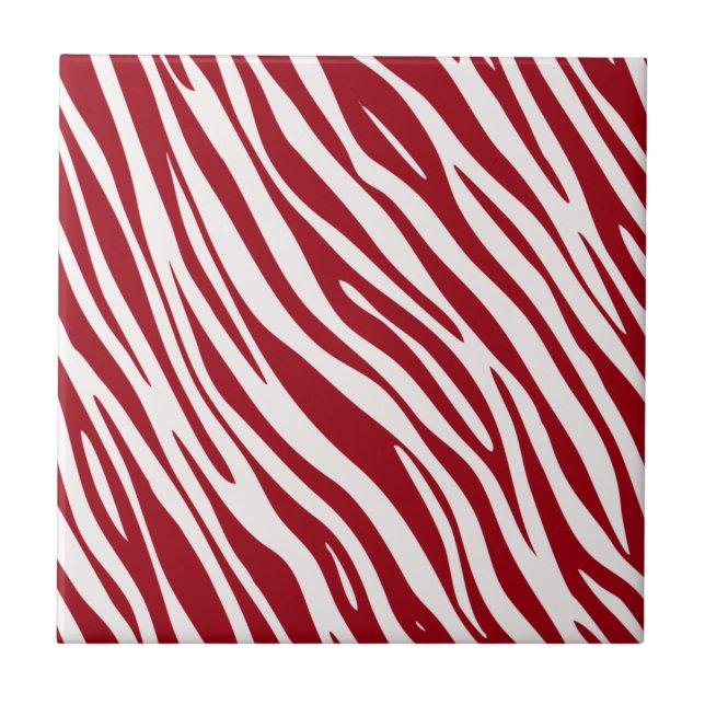 Azulejo Rayas De Animal Cebra Roja De Moda (Frente)