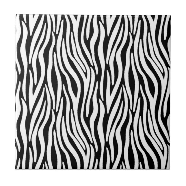 Azulejo Rayas de cebra en efecto de pelaje negro y blanco (Frente)