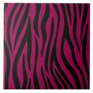 Azulejo Rayas de cebra en estampado safari negro y magenta