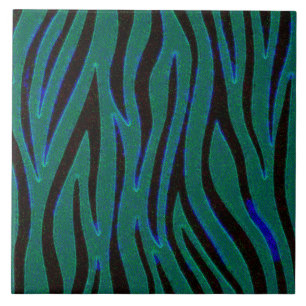 Azulejo Rayas de cebra en estampado safari negro y verde