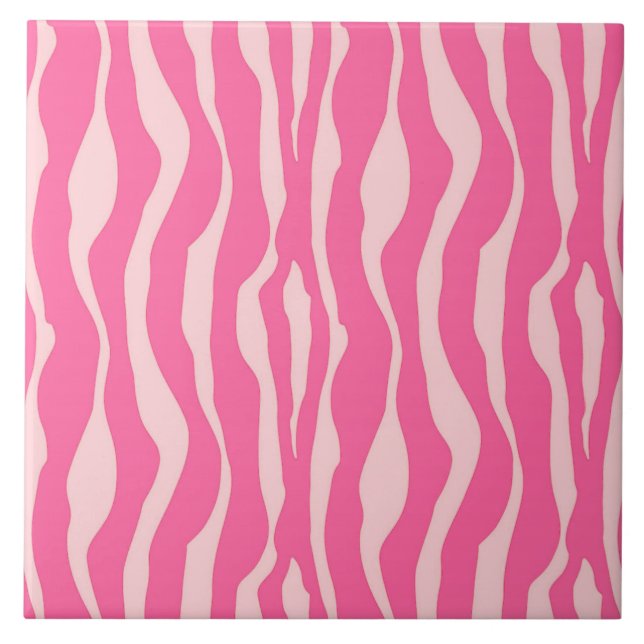 Azulejo Rayas de cebra - Fuchsia y rosa claro (Frente)