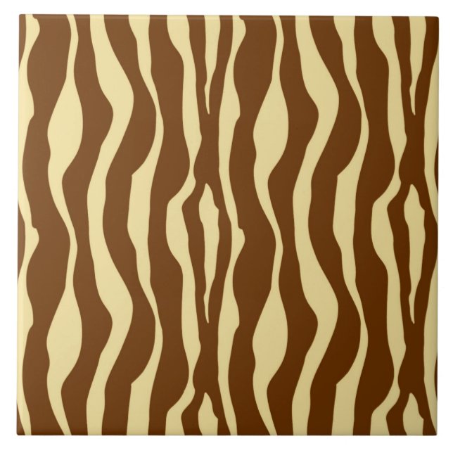 Azulejo Rayas de cebra - Marrón chocolate y Tan de camello (Frente)