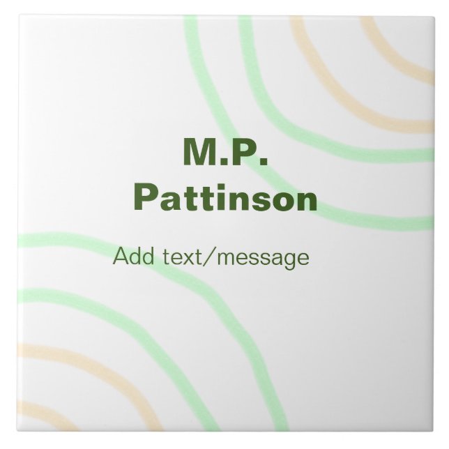 Azulejo Rayas de naranja verde agregar mensaje de texto de (Frente)