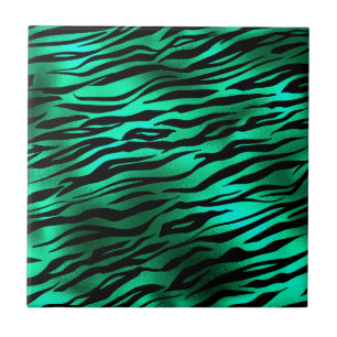 Azulejo Rayas de tigre negro verde esmeralda Animales salv