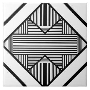 Azulejo Rayas de triángulo 2 en Negro y Blanco