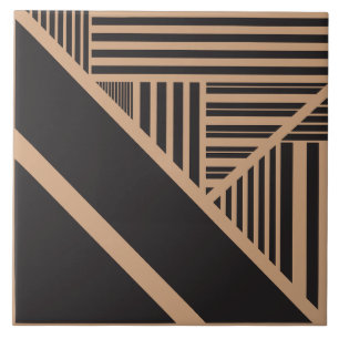 Azulejo Rayas de triángulo en beige y negro