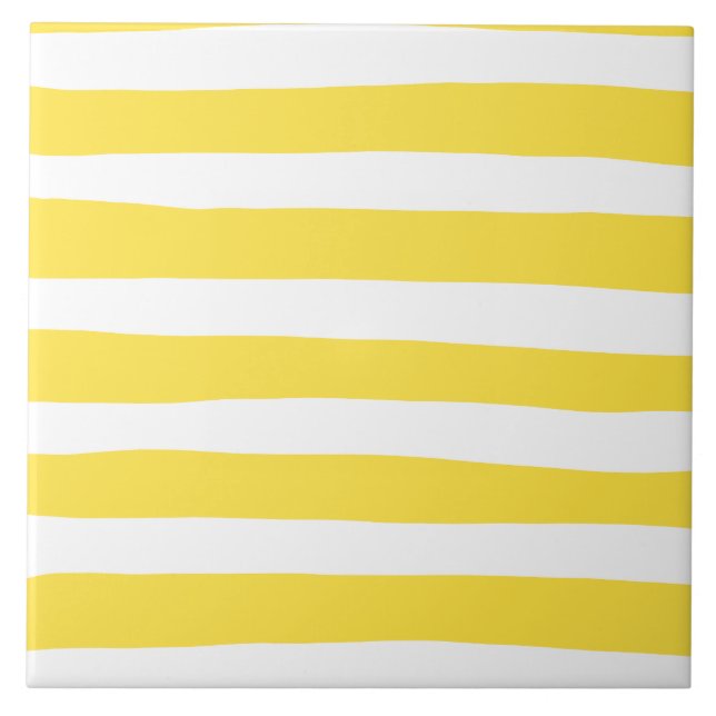 Azulejo Rayas desiguales - Amarillo limón y blanco (Frente)