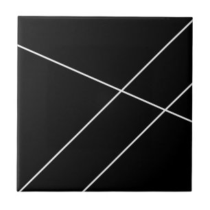 Azulejo Rayas diagonales en negro y blanco