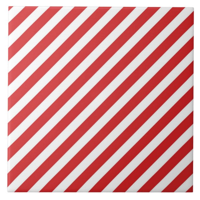 Azulejo Rayas diagonales rojas y blancas (Frente)