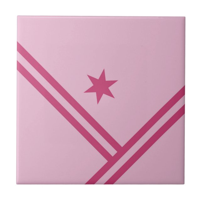 Azulejo Rayas diagonales rosa lilac estrella gráfica moder (Frente)