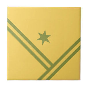 Azulejo Rayas diagonales verdes doradas Estrella gráfica m