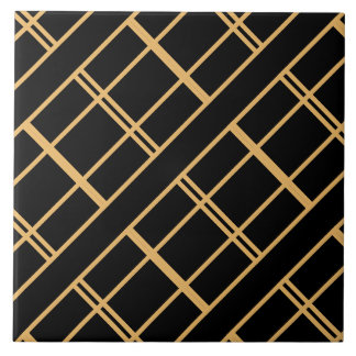 Azulejo Rayas doradas Art Deco en mosaico negro