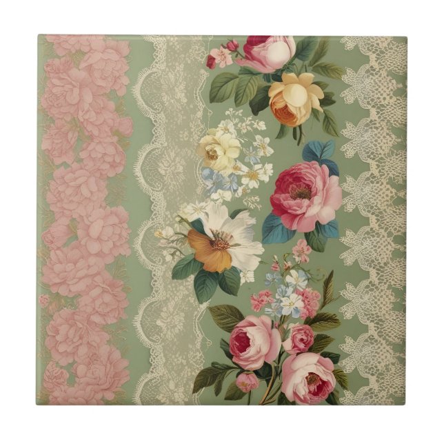 Azulejo Rayas Elegantes de Vintage (Frente)