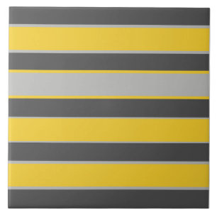 Azulejo Rayas en gris claro y oscuro, amarillo mostaza