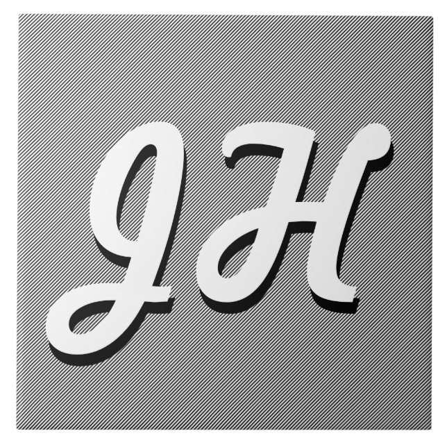 Azulejo Rayas finas negras y blancas | Iniciales con estil (Frente)