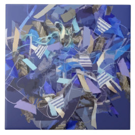 Azulejo Rayas geométricas abstractas de color azul indigo 