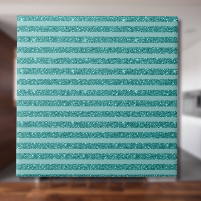 Azulejo Rayas Horizontales de Brillo Verde Turquesa (Subido por el creador)