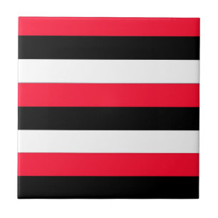 Azulejo Rayas negras, blancas y rojas