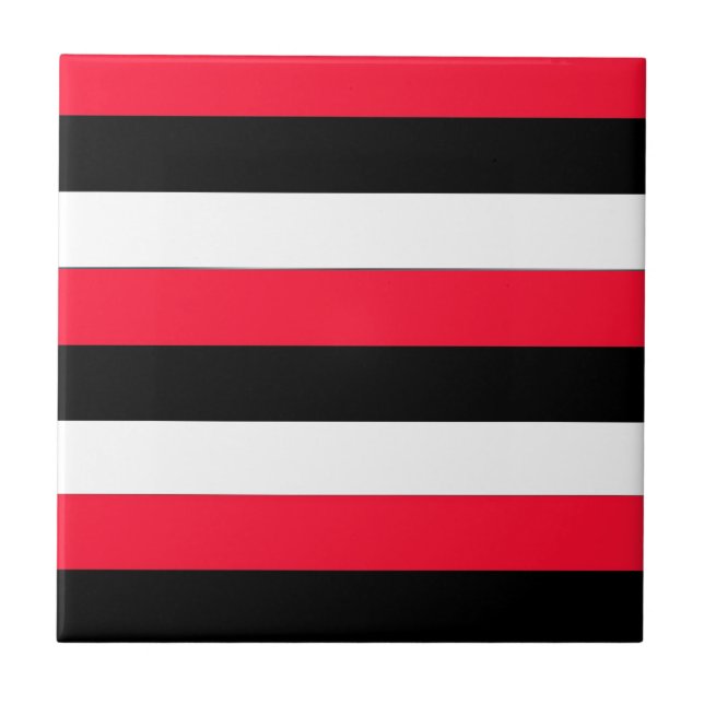 Azulejo Rayas negras, blancas y rojas (Frente)