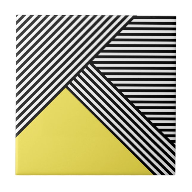 Azulejo Rayas negras y blancas con triángulo amarillo (Frente)