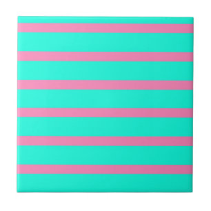 Azulejo Rayas Pastel Turquesa Azul-Verde Y Rosa