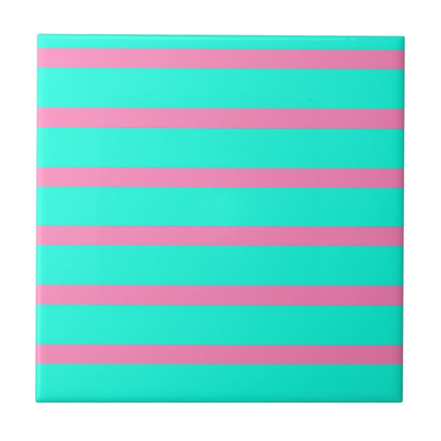 Azulejo Rayas Pastel Turquesa Azul-Verde Y Rosa (Frente)