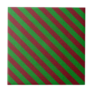 Azulejo Rayas rojas y verdes con brillo