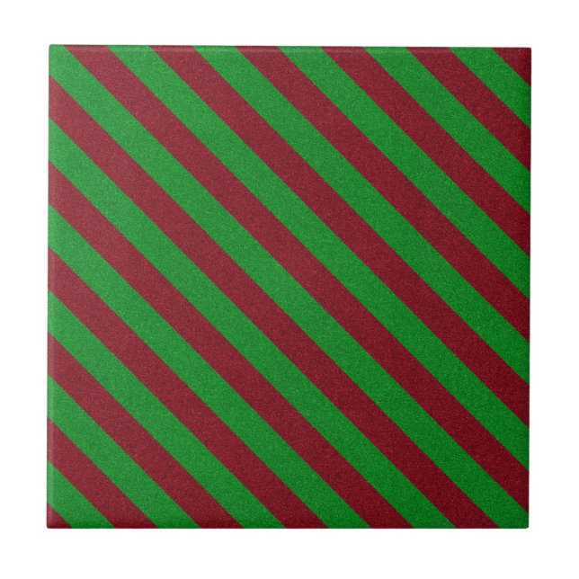 Azulejo Rayas rojas y verdes con brillo (Frente)