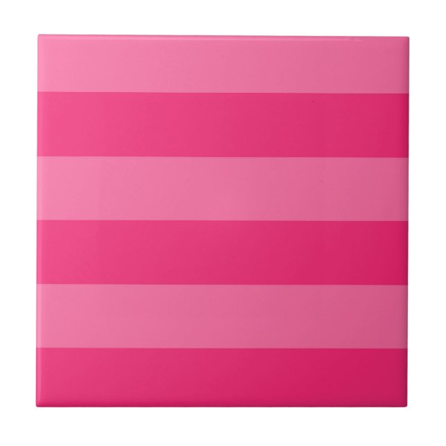 Azulejo Rayas rosa claro y rosadas calientes (Frente)