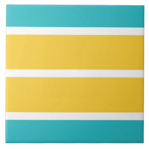Azulejo Rayas simples - Turquesa y amarillo