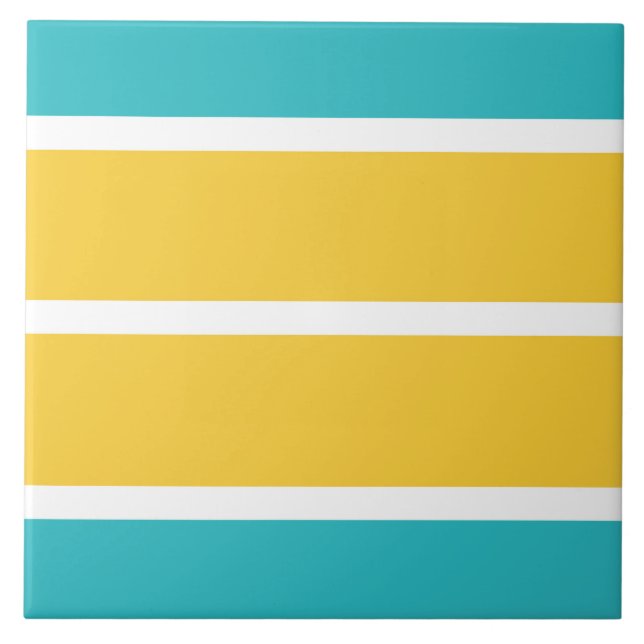 Azulejo Rayas simples - Turquesa y amarillo (Frente)