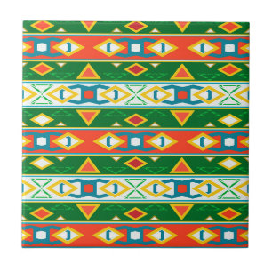Azulejo Rayas y formas geométricas naranja verde blanco
