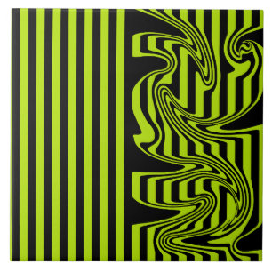Azulejo Rayas y Remolinos - Verde Lima y Negro