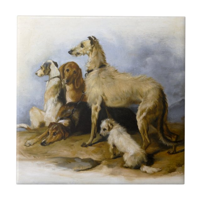 Azulejo Razas de perro vintage Imprimir (Frente)