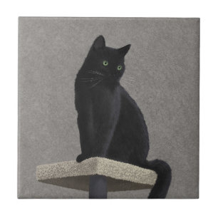 Azulejo Realeza de gato negro
