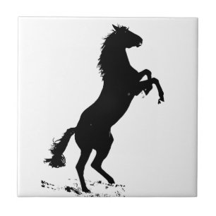 Azulejo Rearing Horse Silhouette