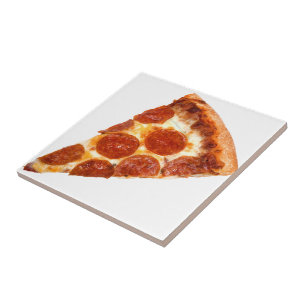 Azulejo Rebanada de pizza de pepperoni clásica de Slippery