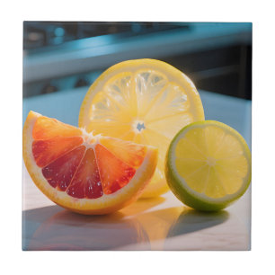 Azulejo Rebanadas de cítricos vibrantes Pomelo Limón Lima