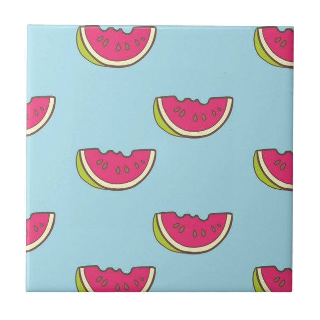 Azulejo Rebanadas de la sandía en modelo verde azulado (Frente)