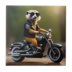 Azulejo Rebel Meerkat: Pañuelos, gafas de sol y moto