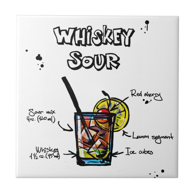 Azulejo Receta amarga del cóctel de whisky (Frente)