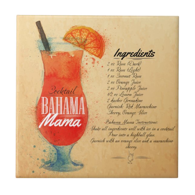 Azulejo Receta Bahama Mama (Frente)